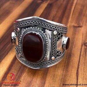 Single Valentine Gift, Tribal Stone Cuff Bracelet, Afghan Cuff Bracelet, Ethnic